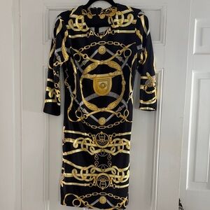 Black & Gold Chain-Print Dress